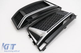 Bumper Lower Grille Side Grilles suitable for Audi A4 B9 Sedan Avant S-Line (2016-2018) RS4 Design Silver Edition-image-6098496