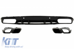 Bumper Valance Diffuser with Rear Bumper Flaps suitable for Mercedes C-Class C205 A205 Coupe Cabriolet (2014-2019) Facelift C63S Design-image-6073245