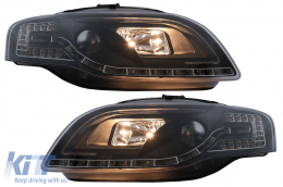 C LED Tube Light Headlights suitable for Audi A4 B7 (11.2004-03.2008) Black-image-6093266