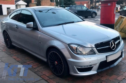 
C63 Dizájn body kit MERCEDES C-osztály W204 C204 Facelift modellekhez, zongorafekete sport hűtőráccsal-image-6024854