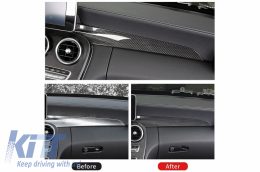 Car Center Console Dashboard Strips Interior Trim Suitable for Mercedes C-Class W205 (2014-2018) GLC X253 (2015-2018) Carbon Fiber Style LHD-image-6063263