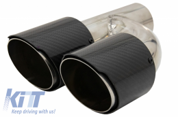 Carbon Fiber Exhaust Muffler Tips Polished Look Inlet 6.3cm-image-6054123