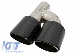 Carbon Fiber Exhaust Muffler Tips Polished Look Inlet 6.3cm-image-6054125