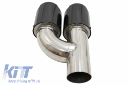 Carbon Fiber Exhaust Muffler Tips Polished Look Inlet 6.3cm-image-6054128