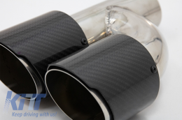 Carbon Fiber Exhaust Muffler Tips Polished Look Inlet 6.3cm-image-6054132