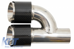 Carbon Fiber Exhaust Muffler Tips Polished Look Inlet 6.3cm-image-6054133