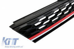 Central Badgeless Grille suitable for VW Golf 7.5 VII Facelift (2017-up) GTI Design Red And Chrome-image-6056534