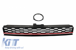 Central Badgeless Grille suitable for VW Golf 7.5 VII Facelift (2017-up) GTI Design Red And Chrome-image-6056536