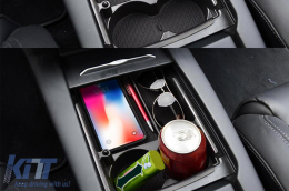 Central Console Storage Box suitable for Tesla Model S (2012-up) Model X (2015-up) Black-image-6070411