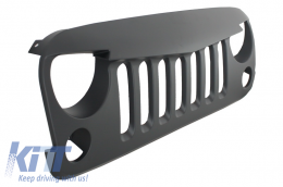 Central Front Grille suitable for JEEP Wrangler / Rubicon JK (2007-2017) Angry Bird Design Matte Black-image-6022361