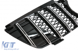 Central Front Grille suitable for Mercedes ML W164 (2005-2008) GT-R Panamericana Design Black Chrome-image-6084765