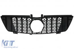 Central Front Grille suitable for Mercedes ML W164 (2005-2008) GT-R Panamericana Design Black Chrome-image-6084766