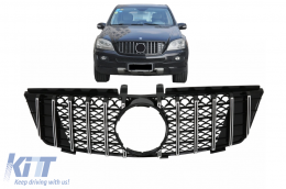 Central Front Grille suitable for Mercedes ML W164 (2005-2008) GT-R Panamericana Design Black Chrome-image-6087395