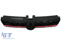 Central Front Grille suitable for VW Golf 7 VII 5G (2013-2017) Red Stripe GTI Design-image-6084293