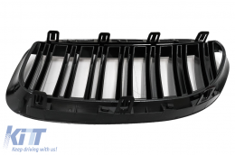 Central Front Kidney Grille suitable for BMW 6 Series E63 E64 LCI Pre-LCI (2004-2010) M Design Double Stripe Piano Black-image-6079059