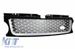 Central Grille and Side Vents Assembly suitable for Land Range Rover Sport L320 Facelift (2009-2013) Autobiography Look Black Silver Edition-image-6006741