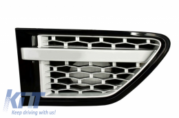 Central Grille and Side Vents Assembly suitable for Land Range Rover Sport L320 Facelift (2009-2013) Autobiography Look Black Silver Edition-image-6006745