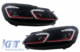 Central Grille Front Grille suitable for VW Golf 6 VI (2008-2012) with LED Headlights Flowing Dynamic Sequential Turning Lights GTI Design-image-6052950