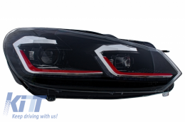 Central Grille Front Grille suitable for VW Golf 6 VI (2008-2012) with LED Headlights Flowing Dynamic Sequential Turning Lights GTI Design-image-6052951