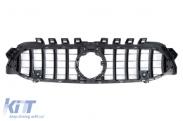 Central Grille suitable for Mercedes A-Class W177 Hatchback V177 Sedan (04.2018-2022) GT-R Panamericana Design All Black-image-6042648