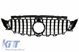 Central Grille suitable for Mercedes E-Class W213 S213 C238 A238 (2016-2019) GT-R Panamericana Design Black Chrome-image-6042773