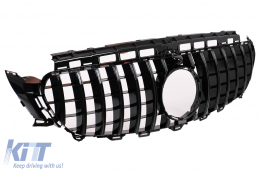 Central Grille suitable for Mercedes E-Class W213 S213 C238 A238 (2016-2019) GT-R Panamericana Design Chrome Black With 360 Camera-image-6088098