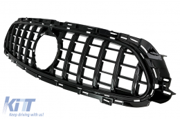 Central Grille suitable for Mercedes E-Class Facelift W213 S213 C238 A238 Sport Line (2020-Up) GT-R Panamericana Design Black-image-6079079