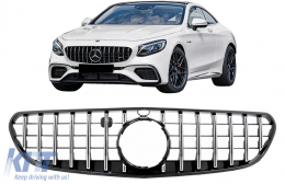 Central Grille suitable for Mercedes S-Class Coupe C217 (2014-2017) Cabrio A217 (2015-2017) GT-R Panamericana Design Chrome-image-6093249