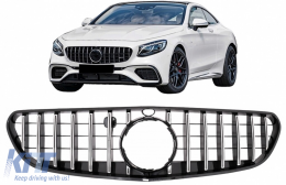 Central Grille suitable for Mercedes S-Class Coupe C217 (2014-2017) Cabrio A217 (2015-2017) Chrome Stripes GT-R Panamericana Design-image-6099933