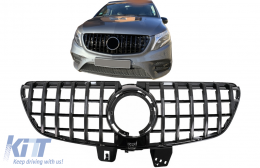 Central Grille suitable for Mercedes V-Class W447 Facelift (2020-Up) GT R Panamericana Design Black-image-6090372