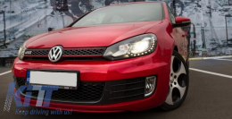 Central Grille suitable for VW Golf 6 VI (2008-2012) with Headlights LED DRL U-Design and Taillights Full LED-image-6037460