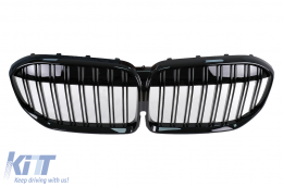 Central Kidney Grille suitable for BMW 7 Series G11 G12 LCI (2020-up) Double Stripe M Design Piano Black-image-6105659