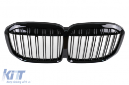 Central Kidney Grille suitable for BMW X7 G07 (2018-2022) Double Stripe M Design Piano Black-image-6105654