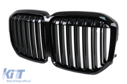 Central Kidney Grille suitable for BMW X7 G07 (2018-2022) Double Stripe M Design Piano Black-image-6105655