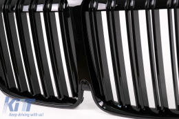 Central Kidney Grille suitable for BMW X7 G07 (2018-2022) Double Stripe M Design Piano Black-image-6105656