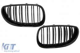 Central Kidney Grilles suitable for BMW 5 Series E60 E61 (2003-2010) Double Stripe Piano Black-image-6107111