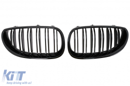 Central Kidney Grilles suitable for BMW 5 Series E60 E61 (2003-2010) Double Stripe Piano Black-image-6107112