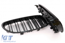 Central Kidney Grilles suitable for BMW 5 Series E60 E61 (2003-2010) Double Stripe Piano Black-image-6107115