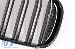 Central Kidney Grilles suitable for BMW 7 Series G11 G12 (2015-02.2019) Double Stripe M Design Piano Black-image-6105675