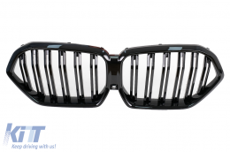 Central Kidney Grilles suitable for BMW X6 G06 (2019–) Double Stripe M Design Piano Black-image-6105647