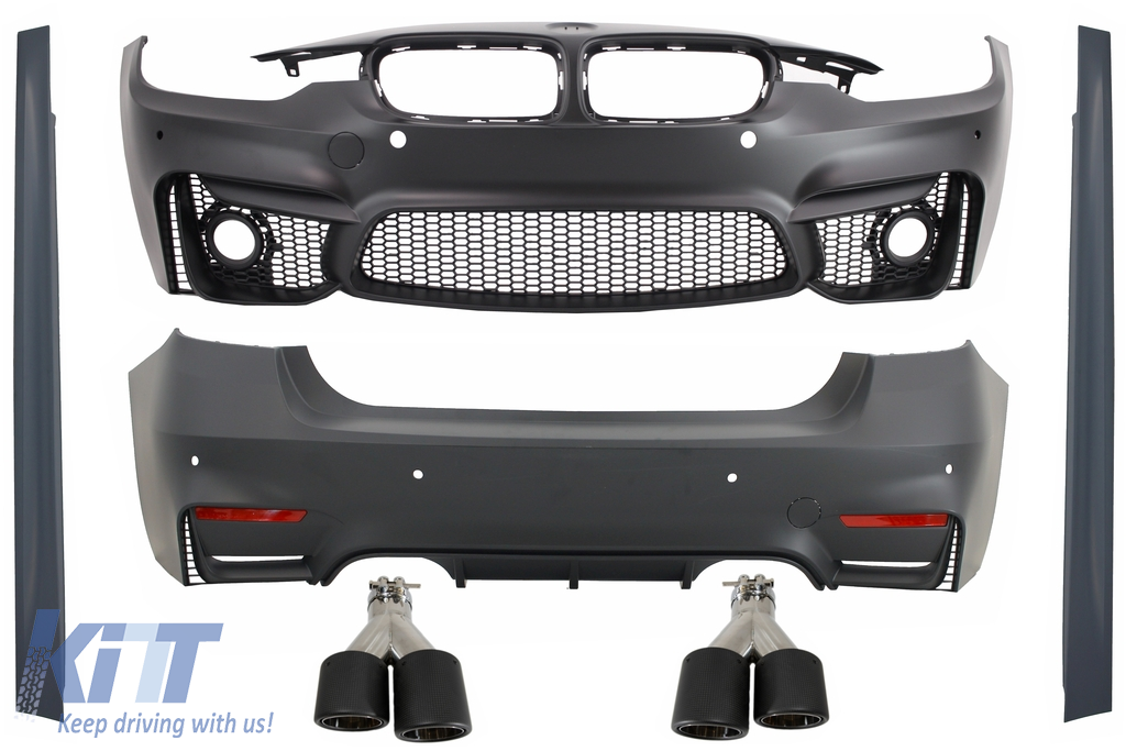 Complete Body Kit Suitable For BMW 3 Series F30 2011 2019 With Exhaust Muffler Tips Carbon