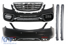 Complete Body Kit suitable for Mercedes S-Class W222 Facelift (2013-06.2017) S63 Design With Central Grille Chrome - COCBMBW222AMGS63FG