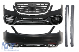 Complete Body Kit suitable for Mercedes S-Class W222 Facelift (2013-08.2020) S63 Design With Central Grille Matte Black - COCBMBW222AMGS63FGB