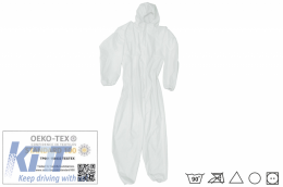 Coverall Overall Dustproof Workwear Jumpsuit Cotton and Polyethylene with Hood Washable size L, Waterproof, Washable-image-6063175