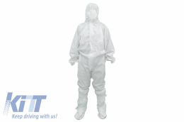 Coverall Overall Dustproof Workwear Jumpsuit Cotton and Polyethylene with Hood Washable size L, Waterproof, Washable-image-6063585