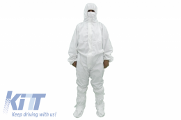 Coverall Overall Dustproof Workwear Jumpsuit Cotton and Polyethylene with Hood Washable size XL, Waterproof, Washable-image-6063164