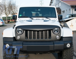 Предна Решетка с CREE LED Фарове Angel Eye и мигачи, подходящи за Jeep Wrangler Rubicon JK 2007-2017-image-6045874