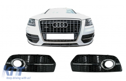 Cubiertas faros antiniebla Rejillas para Audi Q5 SUV 8R 08-11 RS Look Negro Cromo-image-6079064