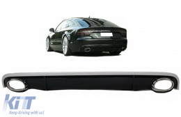 Diffuseur pare-chocs pour AUDI A7 4G 10-14 Embouts Conseils silencieux RS7 Look--image-6102576