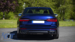 Diffusor & Auspuff Tipps für Audi A6 C8 4K Avantlimousine 2018+ S6 Look Matt-schwarz-image-6080100